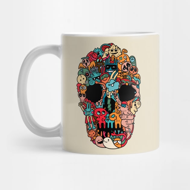 hand drawn skull doodle monster by Mako Design 